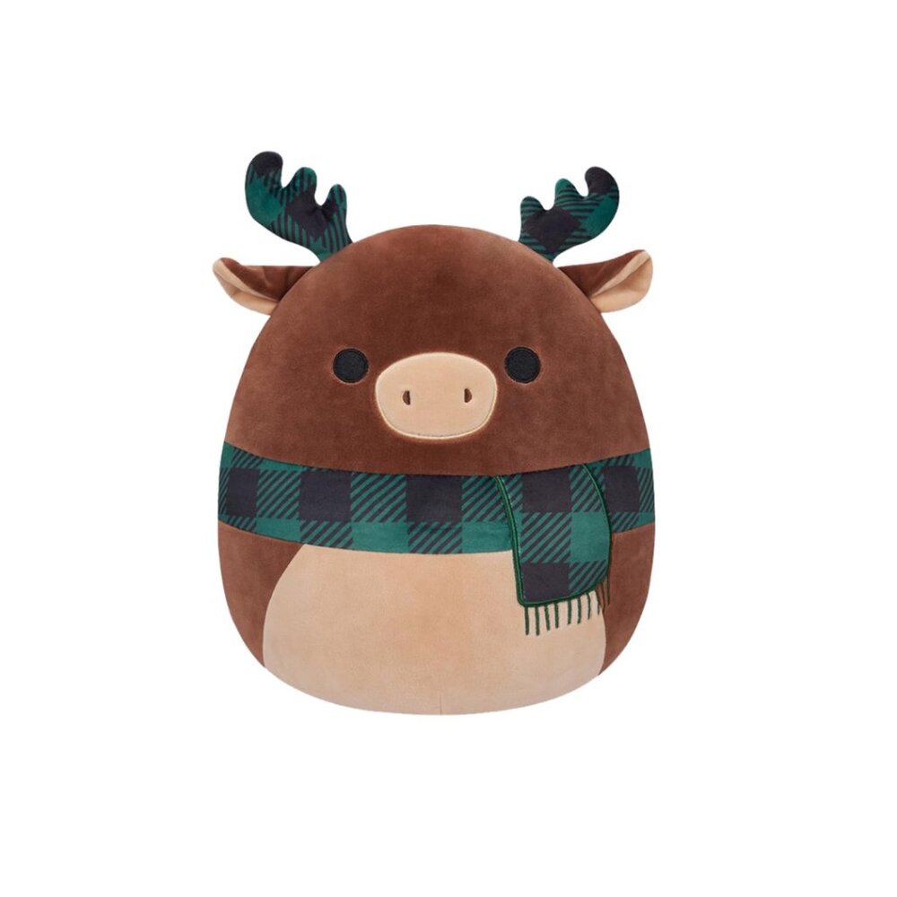 Squishmallows Buford Moose Plush Brown Holiday Scarf Soft Collectible – Size 10”